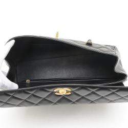 Chanel Matelasse Large Chain Shoulder Bag In Black Lambskin
