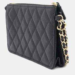 Chanel Chain Wallet Small Black Leather Clutch Bag