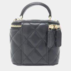 Chanel Vanity Black Leather Top Handle Bag