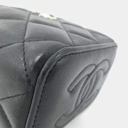 Chanel Vanity Black Leather Top Handle Bag