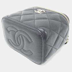Chanel Vanity Black Leather Top Handle Bag