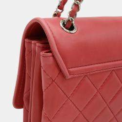 Chanel Hamptons Coco Mark Chain Shoulder Bag Lambskin Leather Pink