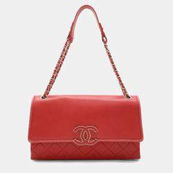 Chanel Hamptons Coco Mark Chain Shoulder Bag Lambskin Leather Pink