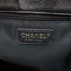 Pre Owned Chanel Petite Shopping Black Leather Tote Bag