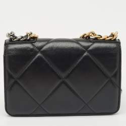 Chanel Black Quilted Leather 19 Flap Wallet on Chain