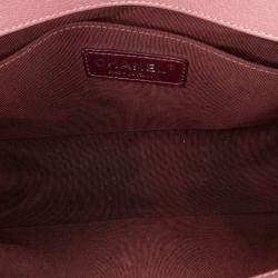 Chanel Pink Old Medium Quilted Goatskin and Patent Duo Boy Flap
