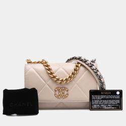 Chanel Beige Quilted Lambskin 19 Wallet on Chain