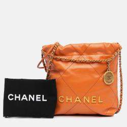 Chanel Mini Shiny Orange Calfskin 22 Handbag