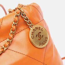 Chanel Mini Shiny Orange Calfskin 22 Handbag