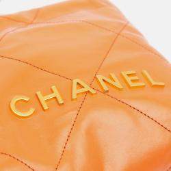 Chanel Mini Shiny Orange Calfskin 22 Handbag