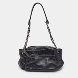 Pre Owned Chanel Black Leather LAX Accordion Shoulder Bag