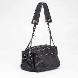 Pre Owned Chanel Black Leather LAX Accordion Shoulder Bag