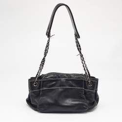 Pre Owned Chanel Black Leather LAX Accordion Shoulder Bag