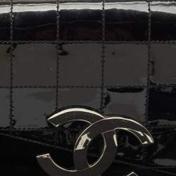 Pre Owned Chanel Black Chocolate Bar Quilt Patent Leather Diagonal Flap Bag