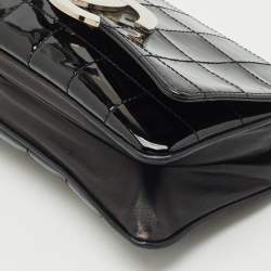 Pre Owned Chanel Black Chocolate Bar Quilt Patent Leather Diagonal Flap Bag