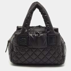 Chanel Black Quilted Nylon Coco Cocoon Bowler Bag