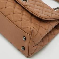 Chanel Brown Quilted Caviar Leather Mini Coco Top Handle Bag