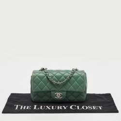 Chanel Green Quilted Leather Rectangular Mini Classic Flap Bag