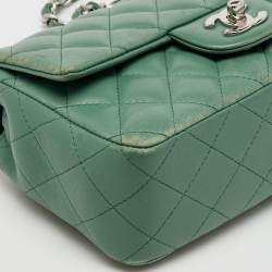 Chanel Green Quilted Leather Rectangular Mini Classic Flap Bag