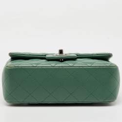 Chanel Green Quilted Leather Rectangular Mini Classic Flap Bag