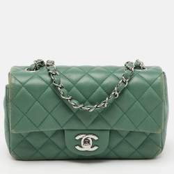 Chanel Green Quilted Leather Rectangular Mini Classic Flap Bag