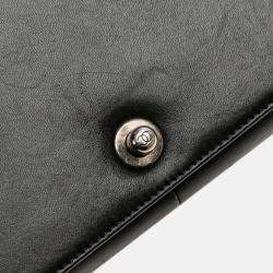 Pre Owned Chanel Black Old Medium Quilted Lambskin Boy Flap