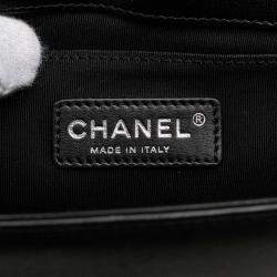 Pre Owned Chanel Black Old Medium Quilted Lambskin Boy Flap