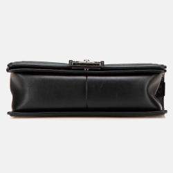 Pre Owned Chanel Black Old Medium Quilted Lambskin Boy Flap