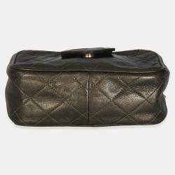 Pre Owned Chanel Vintage Metallic Green Quilted Lambskin Tassel Camera Bag