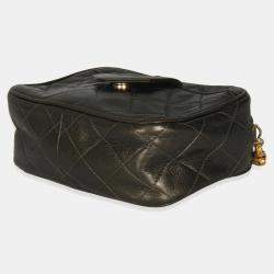 Pre Owned Chanel Vintage Metallic Green Quilted Lambskin Tassel Camera Bag