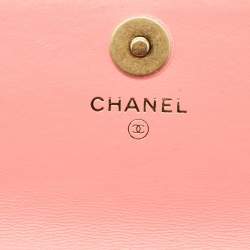 Chanel Pink Quilted Leather Pending CC Card Holder on Chain