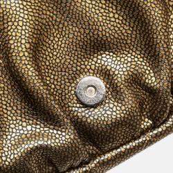 Pre Owned Chanel Gold CC Metallic Caviar Half Moon Wallet on Chain