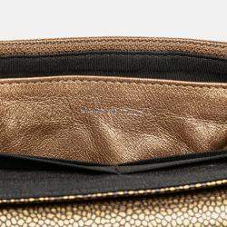 Pre Owned Chanel Gold CC Metallic Caviar Half Moon Wallet on Chain