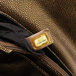 Pre Owned Chanel Gold CC Metallic Caviar Half Moon Wallet on Chain
