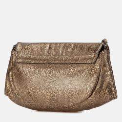 Pre Owned Chanel Gold CC Metallic Caviar Half Moon Wallet on Chain