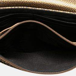 Pre Owned Chanel Gold CC Metallic Caviar Half Moon Wallet on Chain