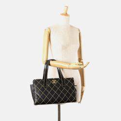 Chanel Black CC Lambskin Wild Stitch Handbag