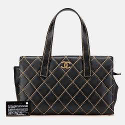 Chanel Black CC Lambskin Wild Stitch Handbag