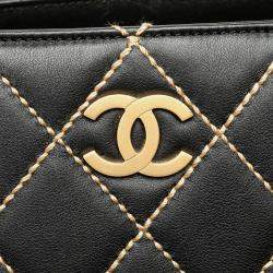 Chanel Black CC Lambskin Wild Stitch Handbag