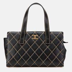 Chanel Black CC Lambskin Wild Stitch Handbag