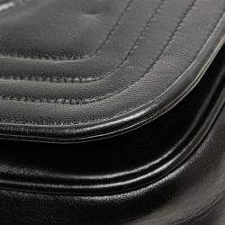Pre Owned Chanel Black CC Stitched Lambskin Flap