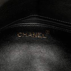 Pre Owned Chanel Black CC Stitched Lambskin Flap