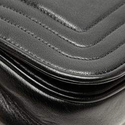 Pre Owned Chanel Black CC Stitched Lambskin Flap