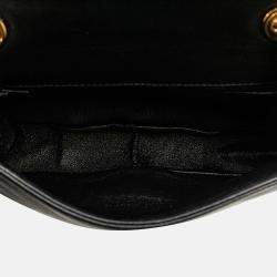 Pre Owned Chanel Black CC Stitched Lambskin Flap