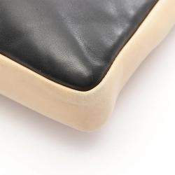 Pre Owned Chanel Cambon Line Beige/Black Leather Large Pochette Shoulder Bag