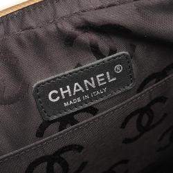 Pre Owned Chanel Cambon Line Beige/Black Leather Large Pochette Shoulder Bag