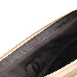 Pre Owned Chanel Cambon Line Beige/Black Leather Large Pochette Shoulder Bag