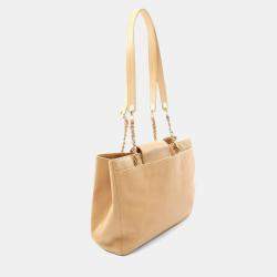 Chanel CC Shopper Beige Leather Tote Bag