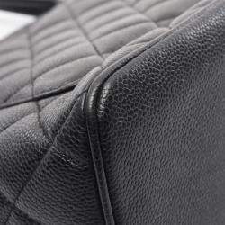 Pre Owned Chanel Medallion Black Grained Calfskin Leather Tote Bag