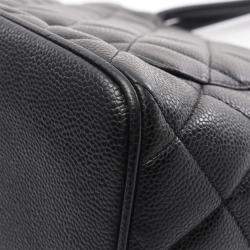 Pre Owned Chanel Medallion Black Grained Calfskin Leather Tote Bag